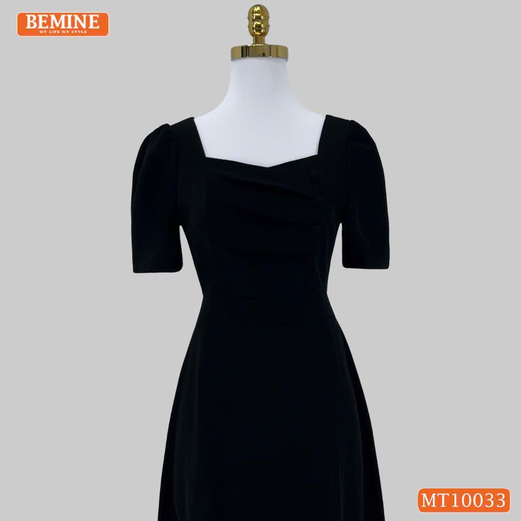 Đầm thiết kế BEMINE cổ tim dáng dài chéo ngực đính cúc phù hợp đi làm, đi dạo phố-MT10033