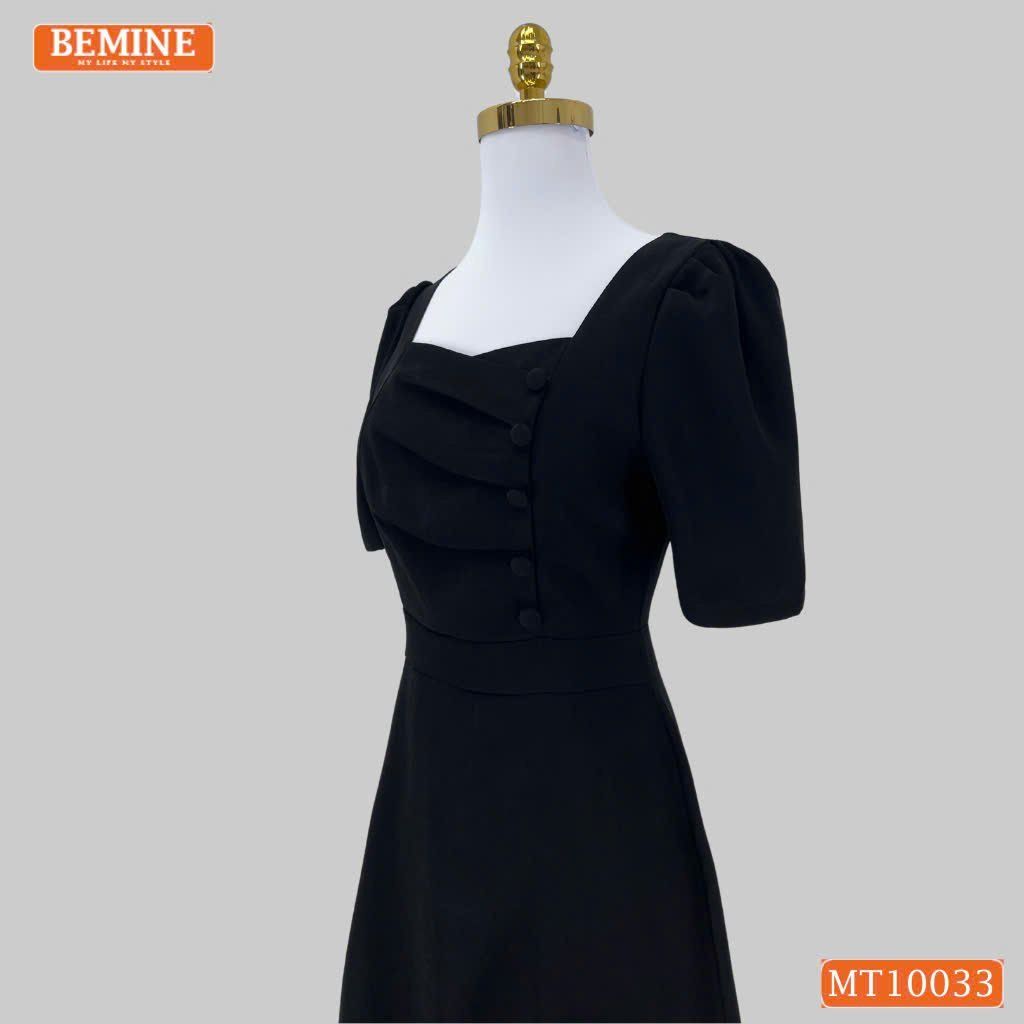 Đầm thiết kế BEMINE cổ tim dáng dài chéo ngực đính cúc phù hợp đi làm, đi dạo phố-MT10033