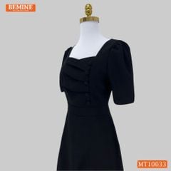 Đầm thiết kế BEMINE cổ tim dáng dài chéo ngực đính cúc phù hợp đi làm, đi dạo phố-MT10033