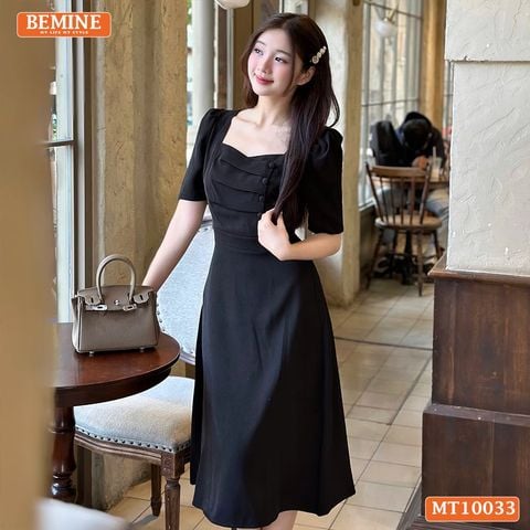 Đầm thiết kế BEMINE cổ tim dáng dài chéo ngực đính cúc phù hợp đi làm, đi dạo phố-MT10033