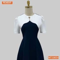 Đầm thiết kế BEMINE cổ tròn phối cách điệu dáng chữ A phù hợp đi làm, đi chơi-MT10034