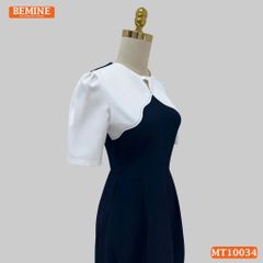 Đầm thiết kế BEMINE cổ tròn phối cách điệu dáng chữ A phù hợp đi làm, đi chơi-MT10034