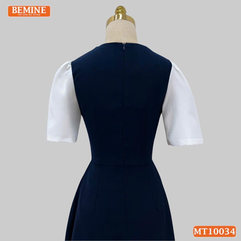 Đầm thiết kế BEMINE cổ tròn phối cách điệu dáng chữ A phù hợp đi làm, đi chơi-MT10034