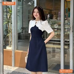 Đầm thiết kế BEMINE cổ tròn phối cách điệu dáng chữ A phù hợp đi làm, đi chơi-MT10034