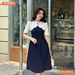 Đầm thiết kế BEMINE cổ tròn phối cách điệu dáng chữ A phù hợp đi làm, đi chơi-MT10034