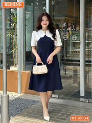 Đầm thiết kế BEMINE cổ tròn phối cách điệu dáng chữ A phù hợp đi làm, đi chơi-MT10034