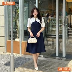 Đầm thiết kế BEMINE cổ tròn phối cách điệu dáng chữ A phù hợp đi làm, đi chơi-MT10034