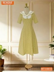 Đầm thiết kế BEMINE cổ thủy thủ viền bèo dáng chữ A phù hợp đi làm, đi dạo phố-MT10035