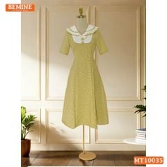 Đầm thiết kế BEMINE cổ thủy thủ viền bèo dáng chữ A phù hợp đi làm, đi dạo phố-MT10035
