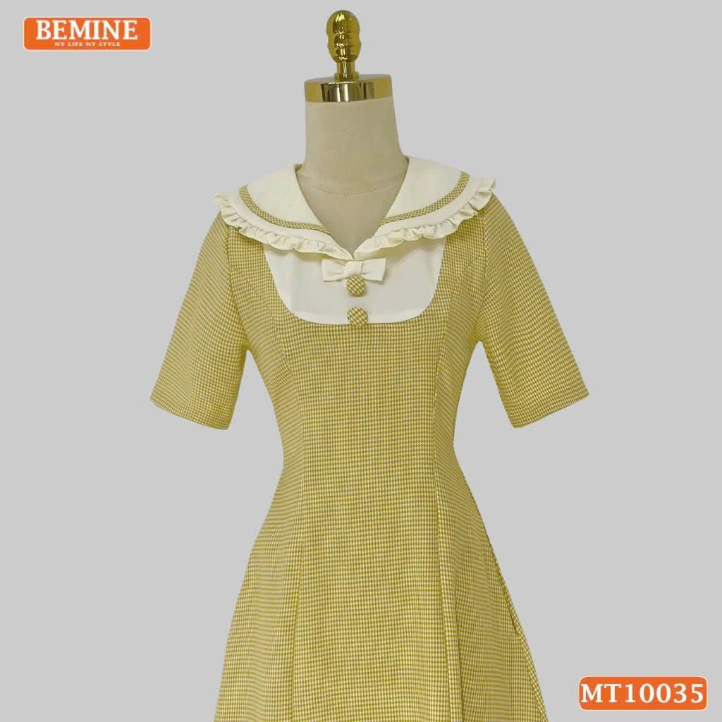 Đầm thiết kế BEMINE cổ thủy thủ viền bèo dáng chữ A phù hợp đi làm, đi dạo phố-MT10035