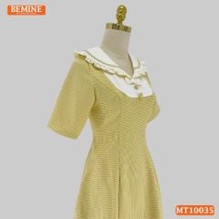 Đầm thiết kế BEMINE cổ thủy thủ viền bèo dáng chữ A phù hợp đi làm, đi dạo phố-MT10035
