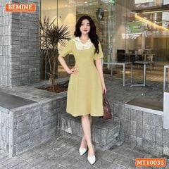 Đầm thiết kế BEMINE cổ thủy thủ viền bèo dáng chữ A phù hợp đi làm, đi dạo phố-MT10035