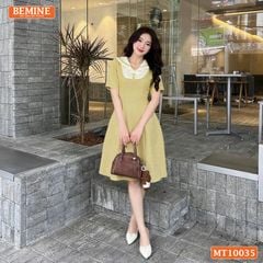Đầm thiết kế BEMINE cổ thủy thủ viền bèo dáng chữ A phù hợp đi làm, đi dạo phố-MT10035