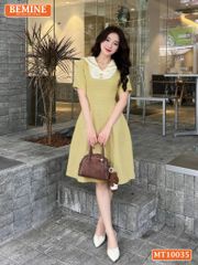 Đầm thiết kế BEMINE cổ thủy thủ viền bèo dáng chữ A phù hợp đi làm, đi dạo phố-MT10035