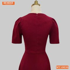 Đầm thiết kế BEMINE cổ vuông kiểu phối trắng dáng chữ A đính nút phù hợp đi làm, đi chơi và đi tiệc-MT10036