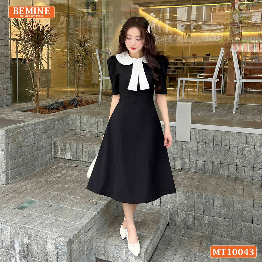 Đầm thiết kế BEMINE cổ sen có nơ dáng chữ A phù hợp đi làm, đi chơi-MT10043