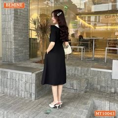 Đầm thiết kế BEMINE cổ sen có nơ dáng chữ A phù hợp đi làm, đi chơi-MT10043