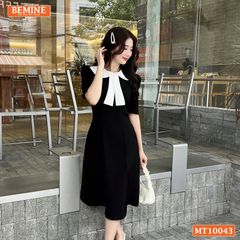 Đầm thiết kế BEMINE cổ sen có nơ dáng chữ A phù hợp đi làm, đi chơi-MT10043