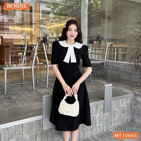 Đầm thiết kế BEMINE cổ sen có nơ dáng chữ A phù hợp đi làm, đi chơi-MT10043