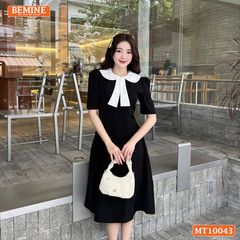 Đầm thiết kế BEMINE cổ sen có nơ dáng chữ A phù hợp đi làm, đi chơi-MT10043