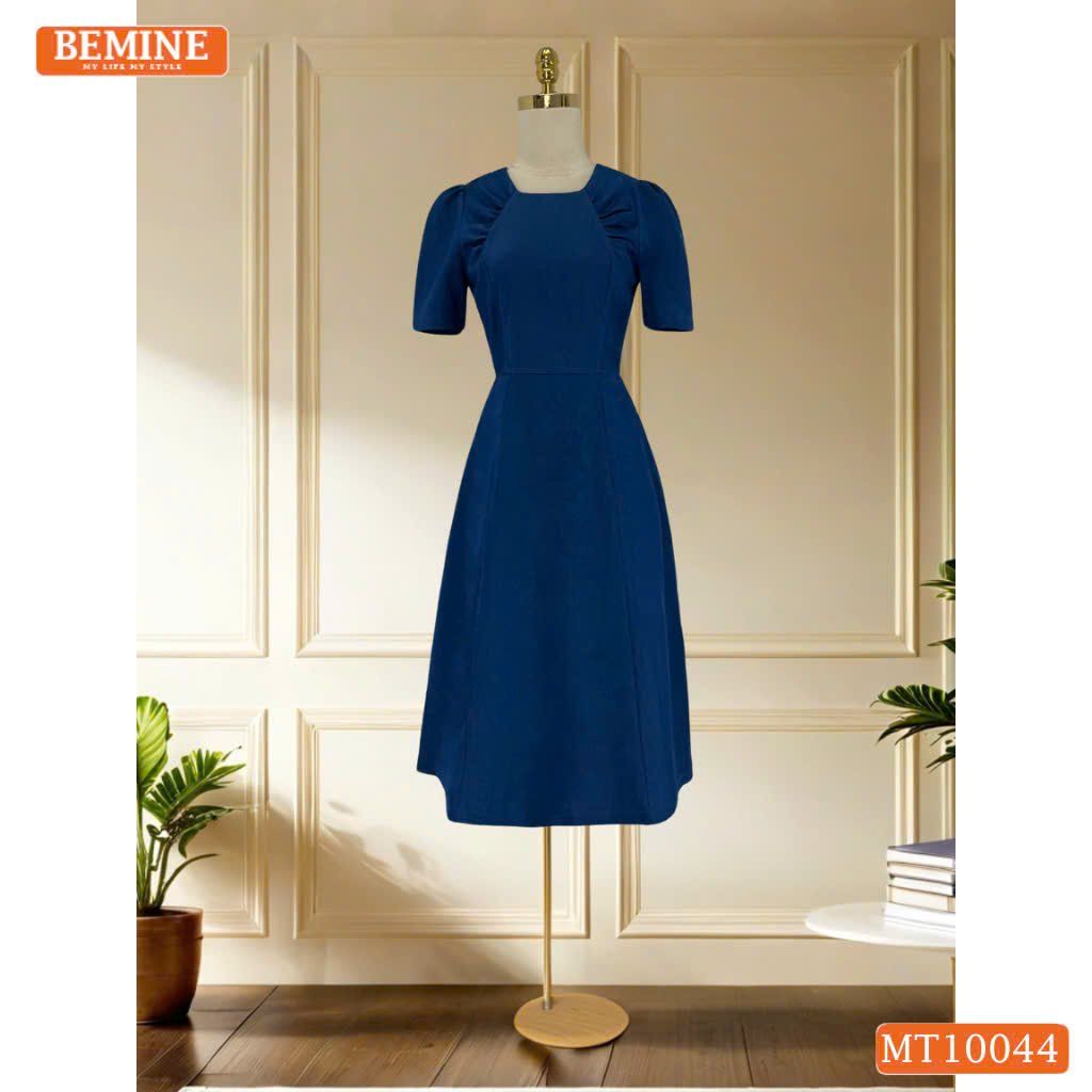 Đầm thiết kế BEMINE cổ tròn nhún ngực hai bên dáng chữ A phù hợp đi làm-MT10044