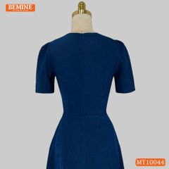 Đầm thiết kế BEMINE cổ tròn nhún ngực hai bên dáng chữ A phù hợp đi làm-MT10044