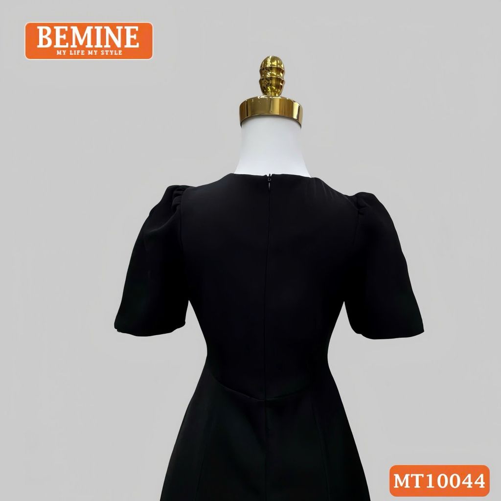 Đầm thiết kế BEMINE cổ tròn nhún ngực hai bên dáng chữ A phù hợp đi làm-MT10044