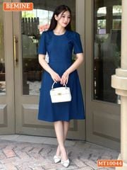 Đầm thiết kế BEMINE cổ tròn nhún ngực hai bên dáng chữ A phù hợp đi làm-MT10044