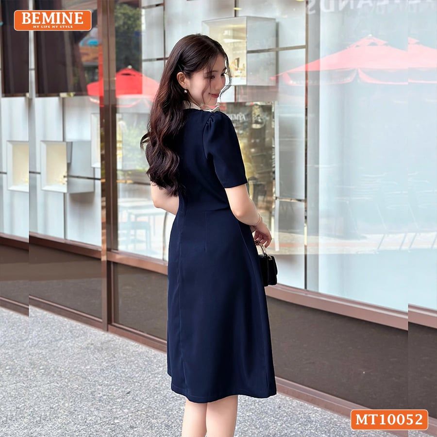 Đầm thiết kế BEMINE cổ tròn phối nơ tai thỏ dáng chữ A phù hợp đi làm, đi chơi-MT10052