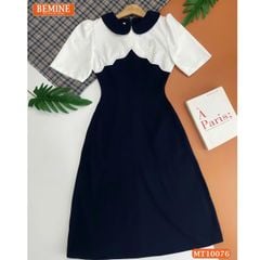Đầm thiết kế BEMINE cổ sen phối viền gợn sóng dáng chữ A phù hợp đi làm, đi tiệc-MT10076