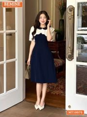 Đầm thiết kế BEMINE cổ sen phối viền gợn sóng dáng chữ A phù hợp đi làm, đi tiệc-MT10076