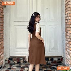 Đầm thiết kế BEMINE cổ sen đính cúc dáng chữ A MT10077