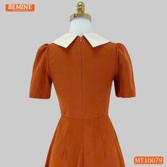 Đầm thiết kế BEMINE cổ trụ phối nơ lá dáng chữ A phù hợp đi làm-MT10079