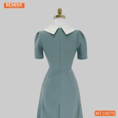 Đầm thiết kế BEMINE cổ trụ phối nơ lá dáng chữ A phù hợp đi làm-MT10079