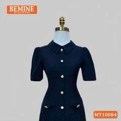 Đầm thiết kế BEMINE cổ đức đính cúc dáng chữ A tùng váy đuôi cá xếp ly phù hợp đi làm, đi tiệc-MT10084