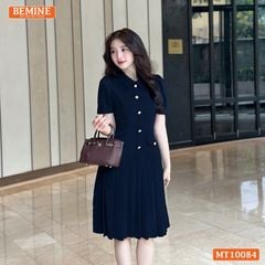 Đầm thiết kế BEMINE cổ đức đính cúc dáng chữ A tùng váy đuôi cá xếp ly phù hợp đi làm, đi tiệc-MT10084
