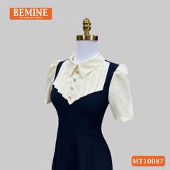 Đầm thiết kế BEMINE cổ đức phối xếp ly giả yếm dáng chữ A phù hợp đi làm, đi chơi-MT10087