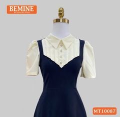 Đầm thiết kế BEMINE cổ đức phối xếp ly giả yếm dáng chữ A phù hợp đi làm, đi chơi-MT10087