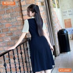 Đầm thiết kế BEMINE cổ đức phối xếp ly giả yếm dáng chữ A phù hợp đi làm, đi chơi-MT10087