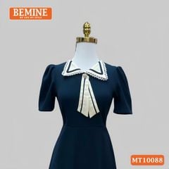 Đầm thiết kế BEMINE cổ nơ phối ren tay phồng dáng chữ A phù hợp đi làm, đi dạo phố-MT10088