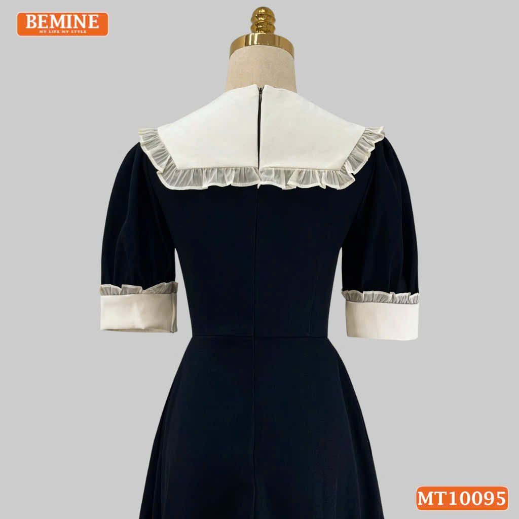 Đầm thiết kế BEMINE cổ thủy thủ phối viền bèo dáng chữ A tay lỡ phù hợp đi làm, đi chơi-MT10095