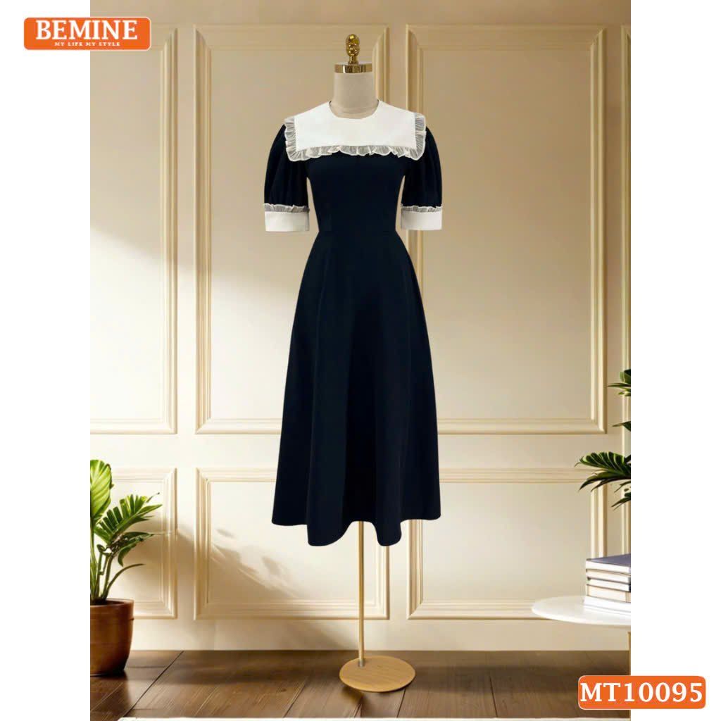 Đầm thiết kế BEMINE cổ thủy thủ phối viền bèo dáng chữ A tay lỡ phù hợp đi làm, đi chơi-MT10095