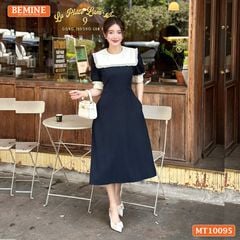 Đầm thiết kế BEMINE cổ thủy thủ phối viền bèo dáng chữ A tay lỡ phù hợp đi làm, đi chơi-MT10095
