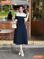 Đầm thiết kế BEMINE cổ thủy thủ phối viền bèo dáng chữ A tay lỡ phù hợp đi làm, đi chơi-MT10095