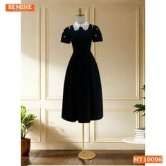 Đầm thiết kế BEMINE cổ ren khoét vai tay phồng dáng chữ A phù hợp đi làm-MT10096