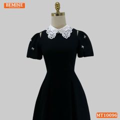 Đầm thiết kế BEMINE cổ ren khoét vai tay phồng dáng chữ A phù hợp đi làm-MT10096
