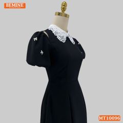 Đầm thiết kế BEMINE cổ ren khoét vai tay phồng dáng chữ A phù hợp đi làm-MT10096