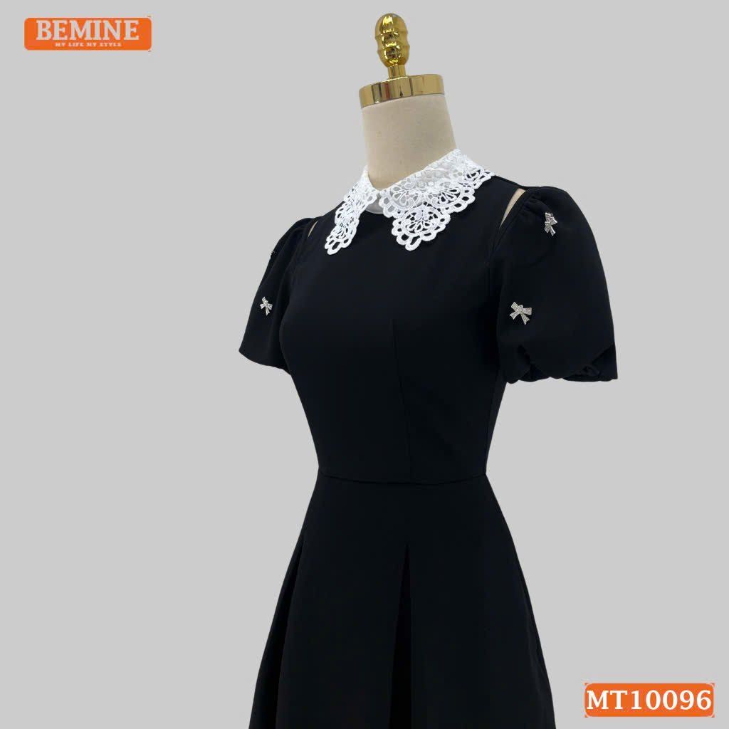 Đầm thiết kế BEMINE cổ ren khoét vai tay phồng dáng chữ A phù hợp đi làm-MT10096