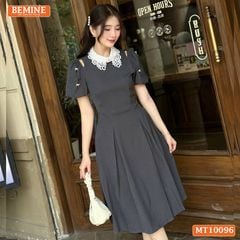 Đầm thiết kế BEMINE cổ ren khoét vai tay phồng dáng chữ A phù hợp đi làm-MT10096