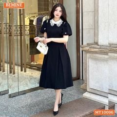 Đầm thiết kế BEMINE cổ ren khoét vai tay phồng dáng chữ A phù hợp đi làm-MT10096